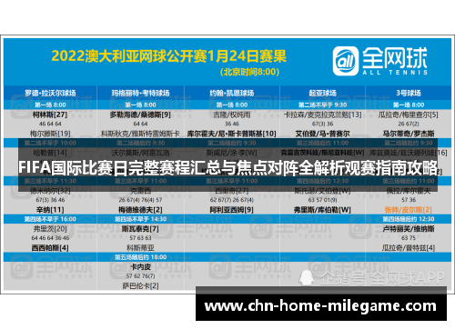 FIFA国际比赛日完整赛程汇总与焦点对阵全解析观赛指南攻略